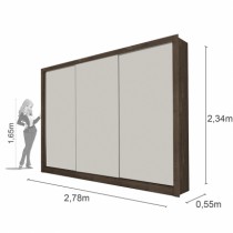 Roupeiro Phoenix - 3 Portas c/Espelho - DV9 Ecommerce