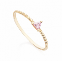 ANEL DE OURO 18K TRIANGULO ZIRCÔNIA ROSA - DV9 Ecommerce