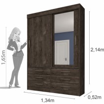 Roupeiro Chicago - 2 Portas c/Espelho - DV9 Ecommerce