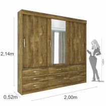 Roupeiro Chicago - 3 Portas c/Espelho - DV9 Ecommerce