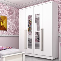 Roupeiro Celenium - 4 Portas c/Espelho e Pés - DV9 Ecommerce