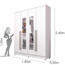 Roupeiro Celenium - 4 Portas c/Espelho e Pés - DV9 Ecommerce