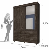 Roupeiro Chicago - 2 Portas c/Espelho e Pés - DV9 Ecommerce