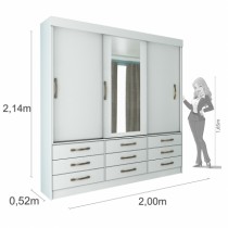 Roupeiro Chicago - 3 Portas c/Espelho - DV9 Ecommerce